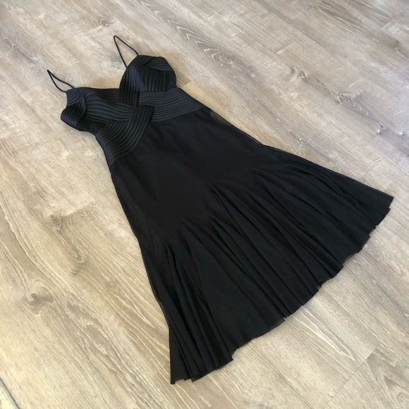 Cache 2000s Black Mesh Midi Long Elegant Dress in Black US 8 Y2K - Picture 4 of 13